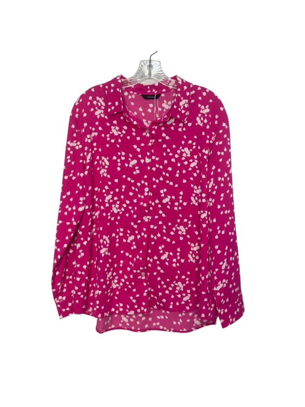 Dokotoo Long Sleeve Button Up Shirt Blouse Large Pink White‎ New Lightweight